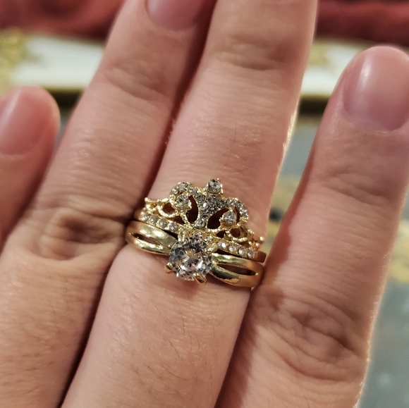 👸🏼👑14kgold plated tiara ring set - Picture 2 of 5